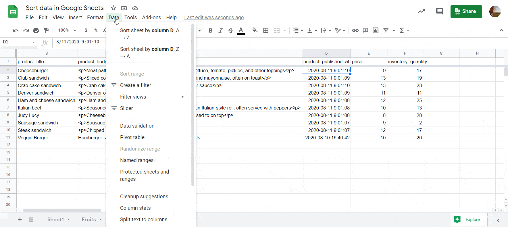 Sort data by date