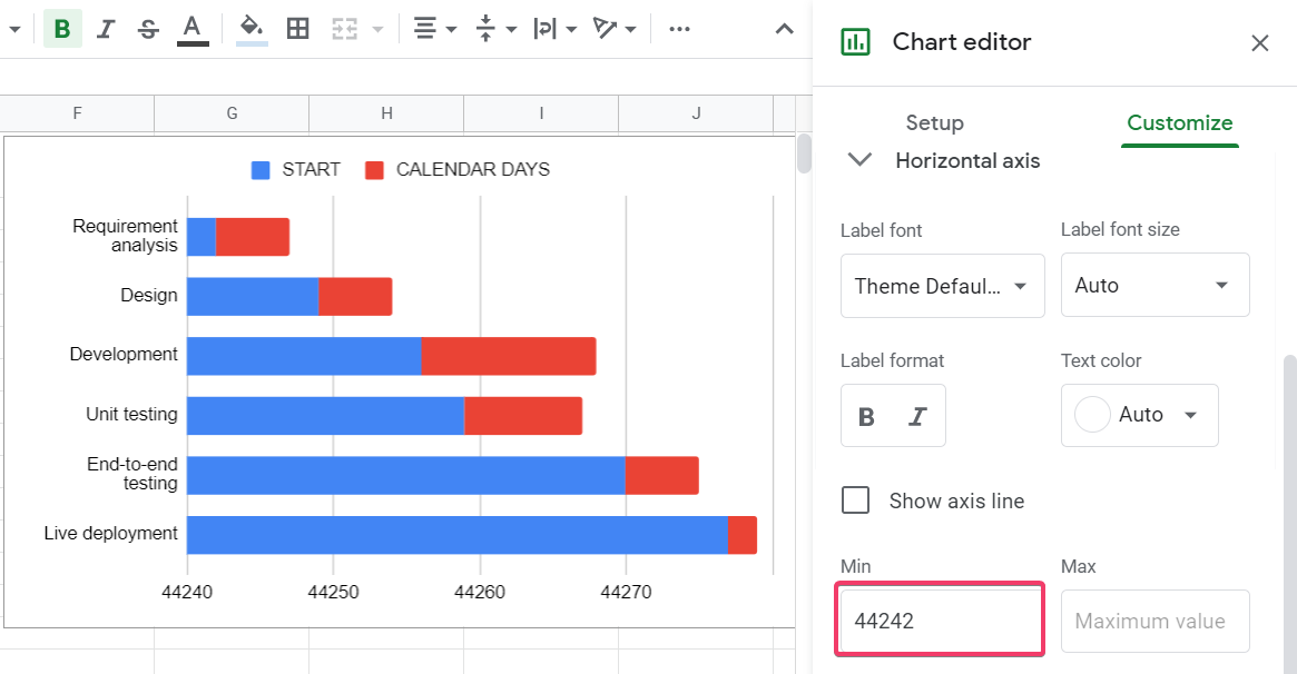 Customize the Min value
