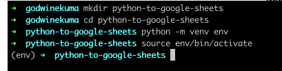 Create a virtual Python environment for the project