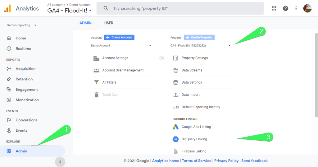 Google Analytics 4 to BigQuery Linking