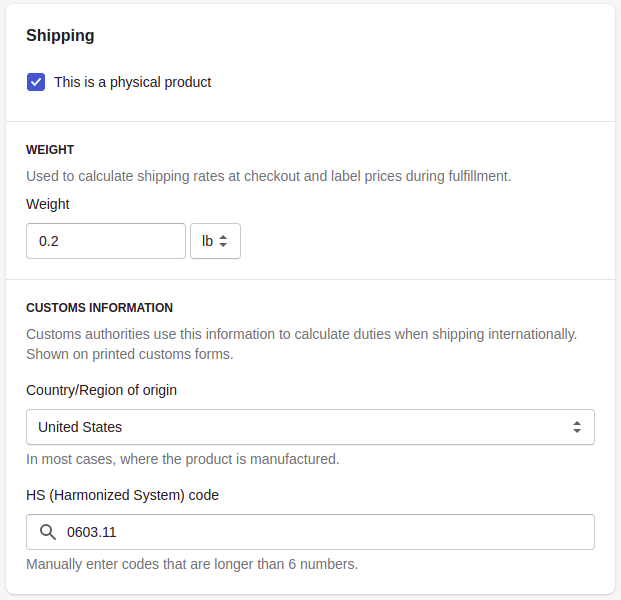 Add shipping information
