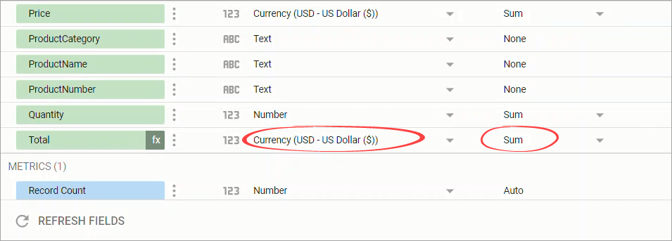 Gambar 41. Memperbarui tipe data bidang yang dihitung dan agregasi default