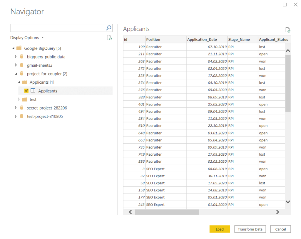 4-choose bigquery route in navigator