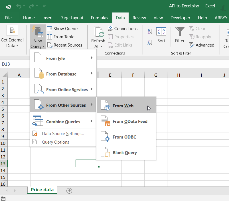 2 excel from web