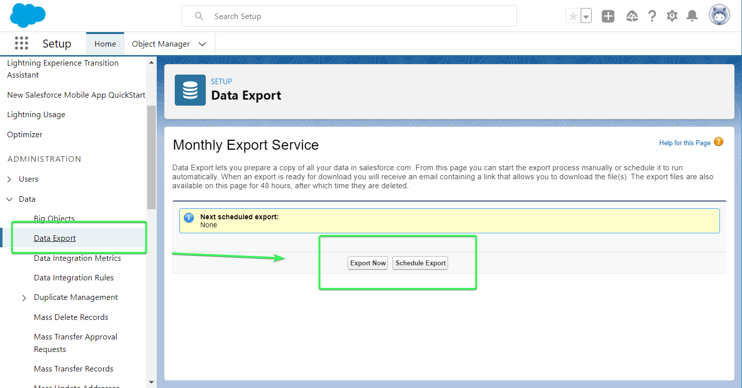 9 exportación de datos de salesforce lightning
