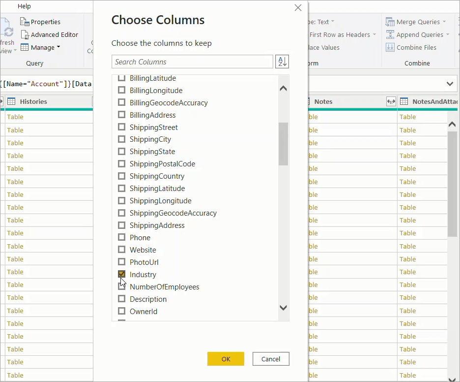 21 Applying Choose Column for Account