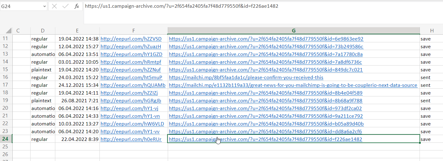 1.5 enlace de archivo de campaña de mailchimp