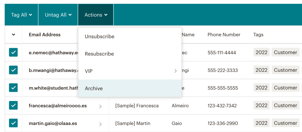 39. Archive Mailchimp contacts