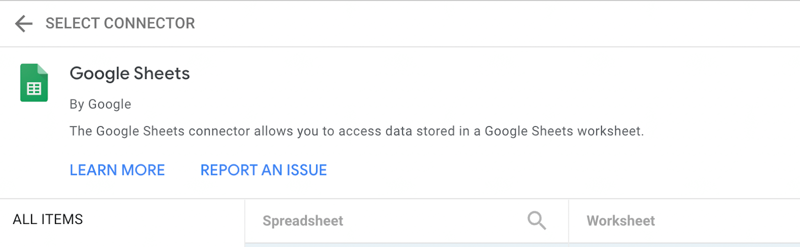 8 conector google sheets