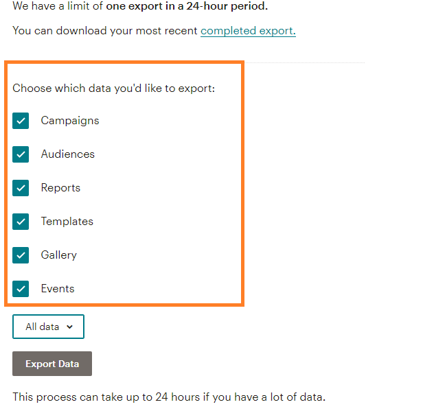 Image 3 Mailchimp backup native method data entities