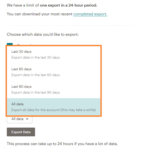 Image 4 Mailchimp backup native method time period