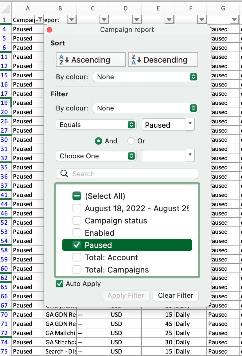 Filtrar datos en Excel aplicar filtro