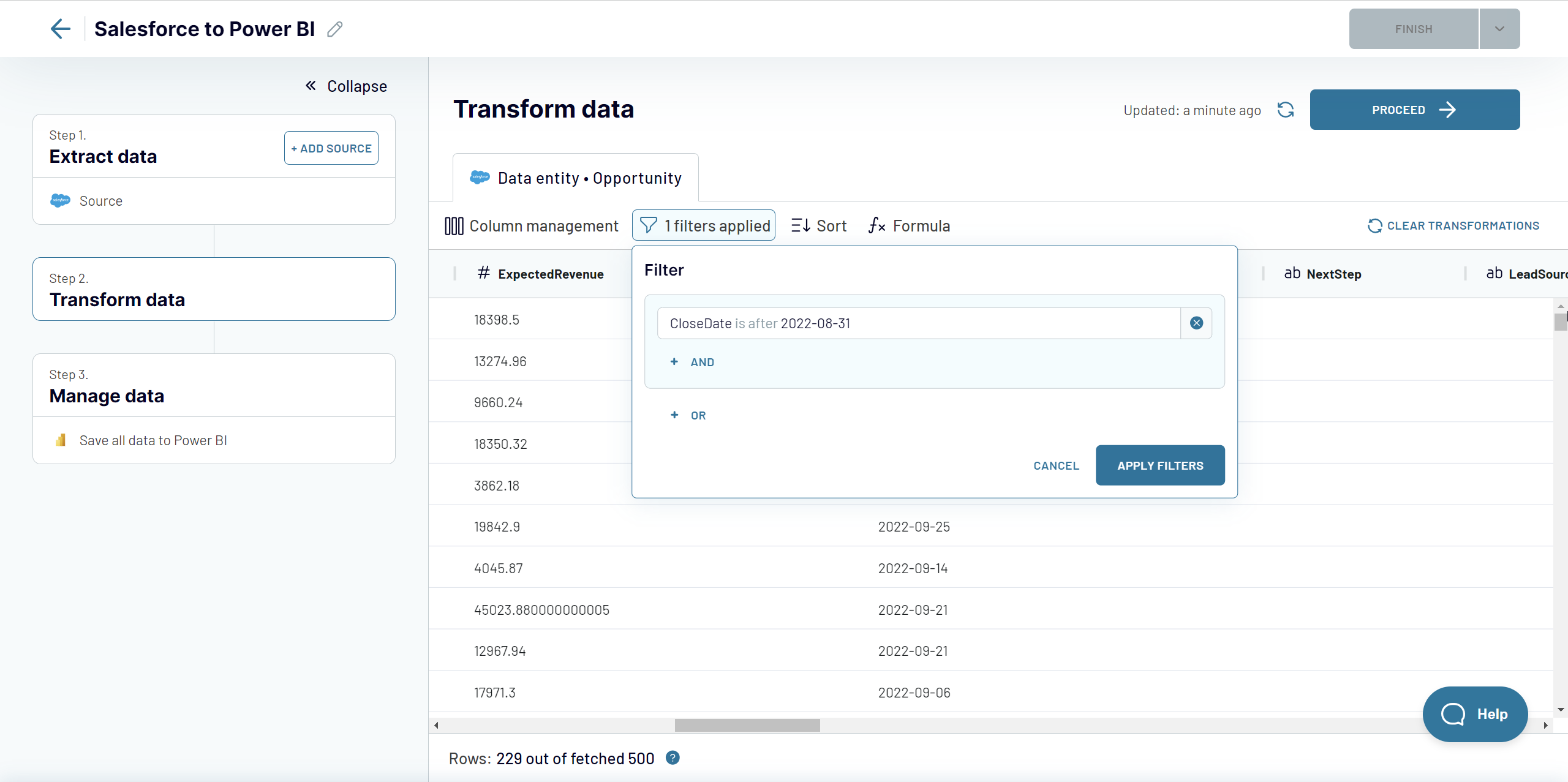 2 transformar datos salesforce power bi
