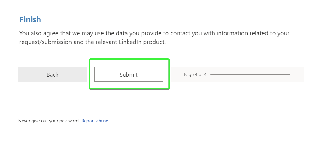 formulario de solicitud de plataforma para desarrolladores de linkedin app marketing