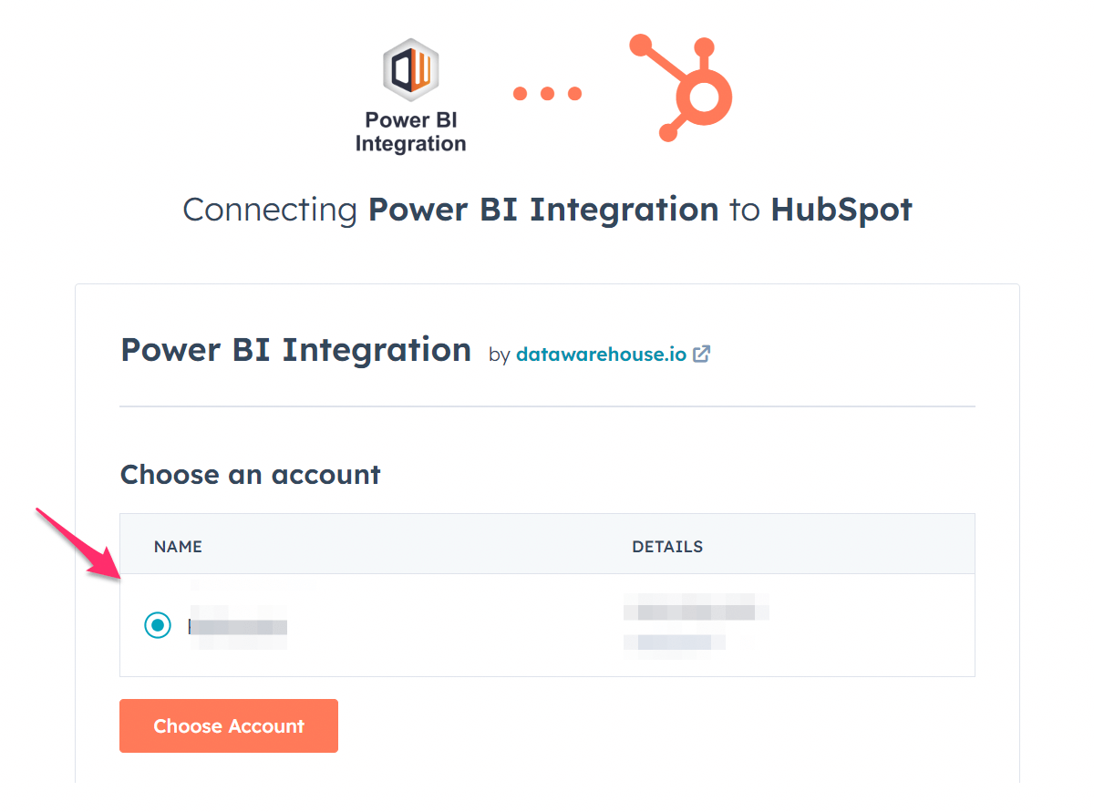 15 datawarehouseio elegir cuenta hubspot a powerbi conector