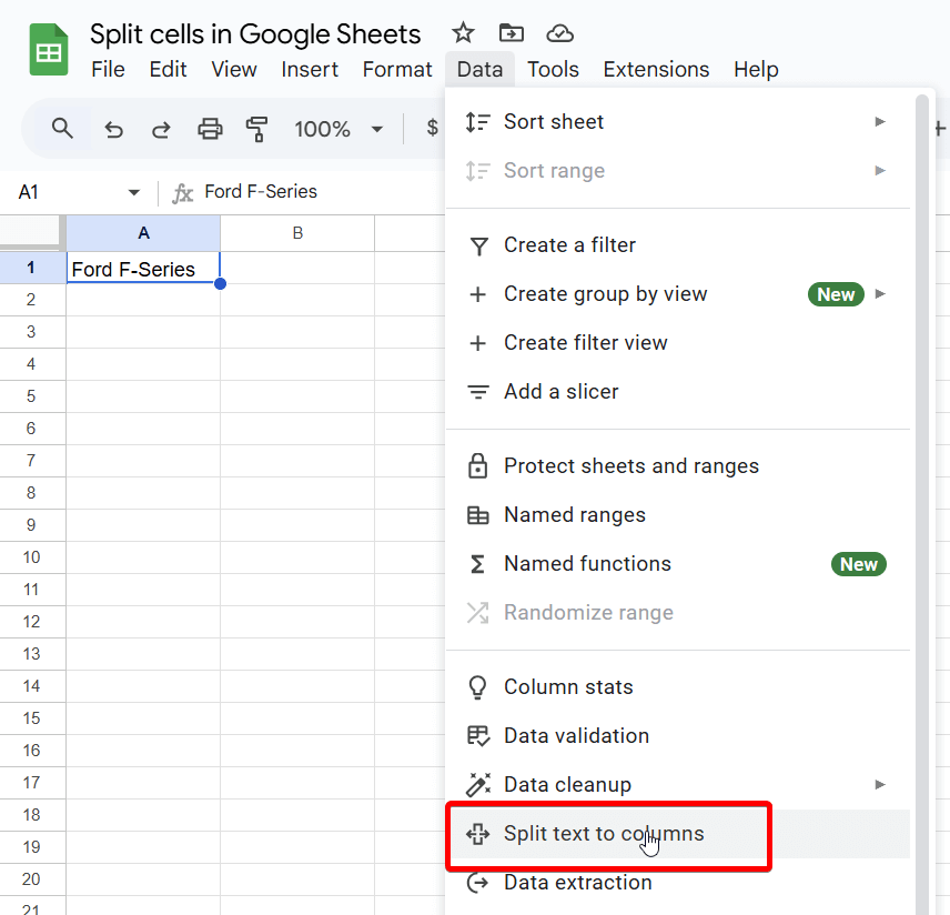1.1.split text to columns google sheets