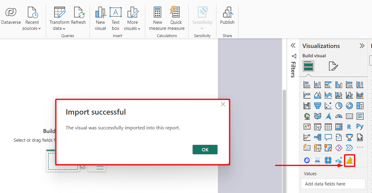 5 histograma añadido con éxito en power bi