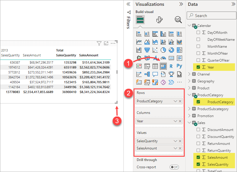 Figure 3.1.2. Creating a Matrix The steps in visual