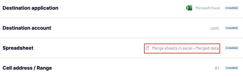merge excel sheets destination coupler