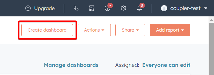 cuadro de mando de hubspot añadir plantilla