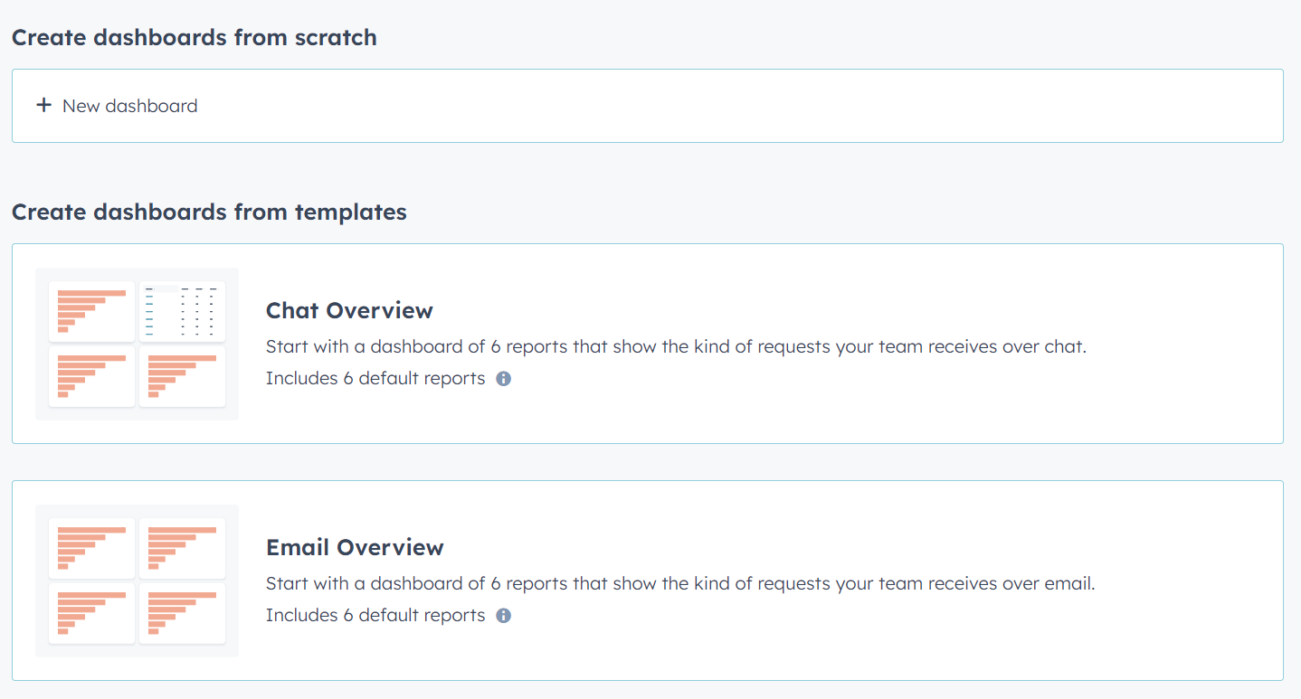 cuadro de mando de hubspot seleccionar plantilla