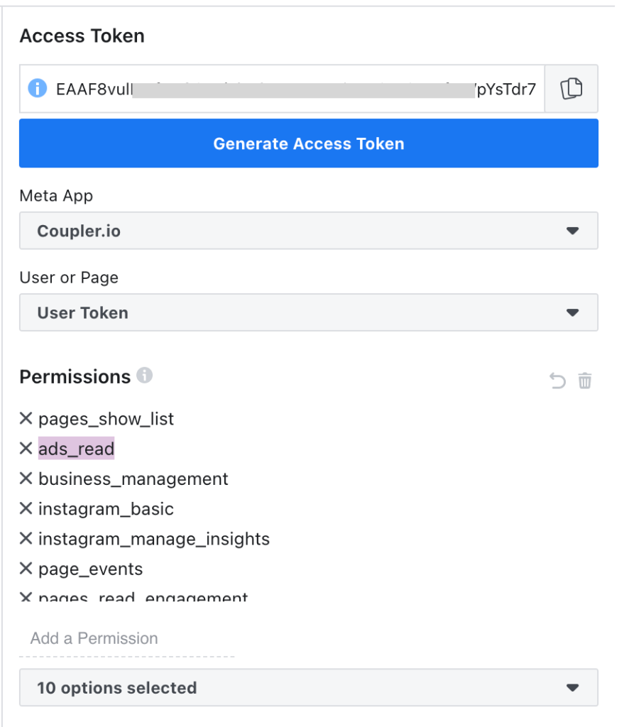 13. Generate an Access Token for Facebook Ads API