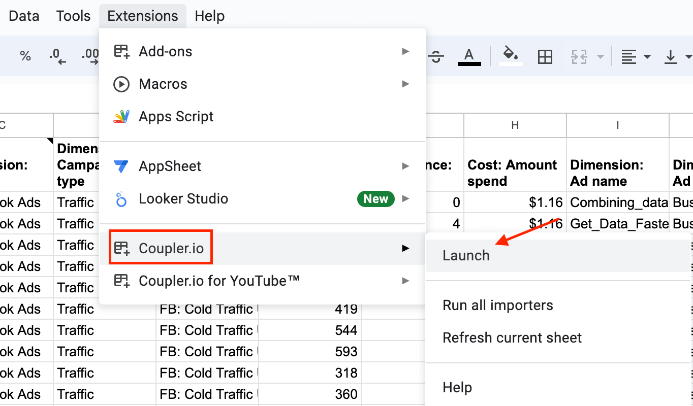 7 acoplador en google sheets