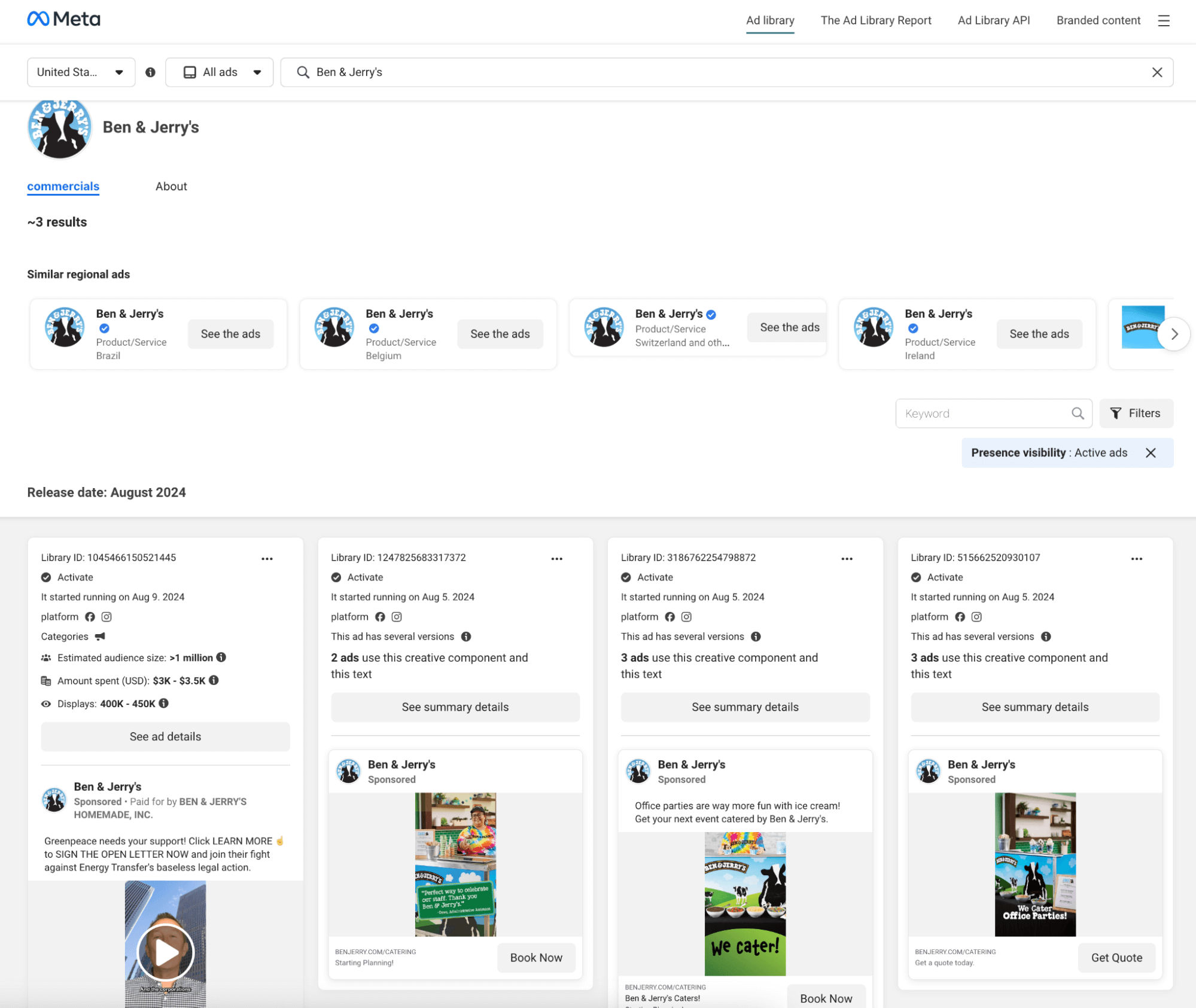 4 ejemplo de biblioteca publicitaria de facebook