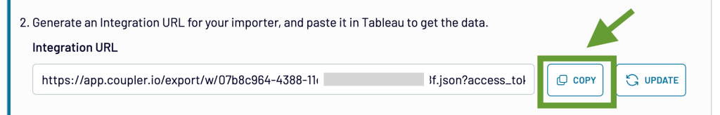 4. Generate integration URL copy