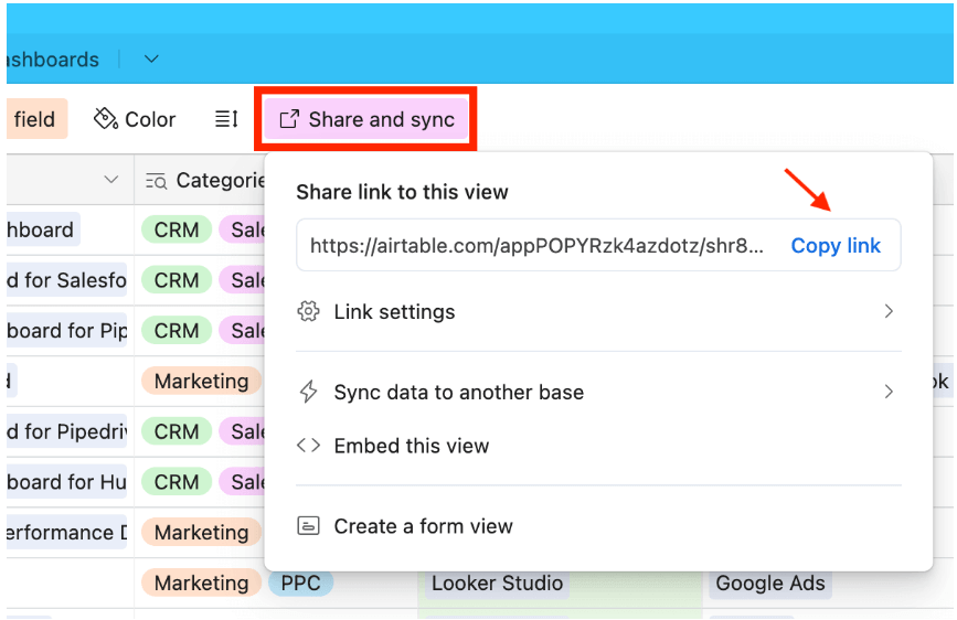 1 share and sync the link