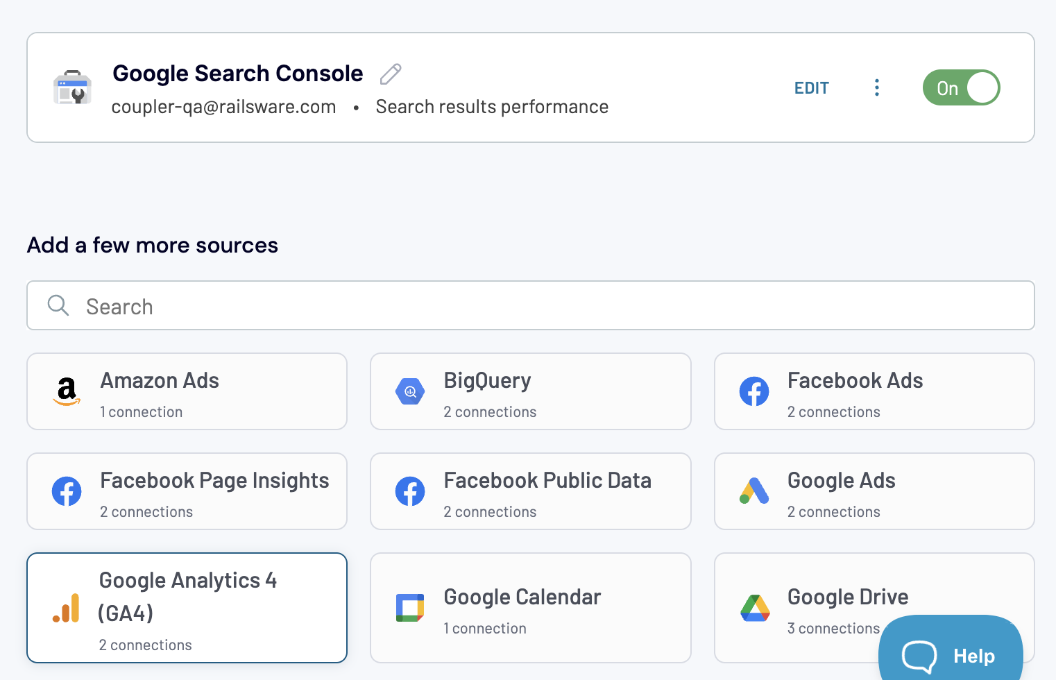 selecciona Google Analytics 4 como fuente de datos adicional
