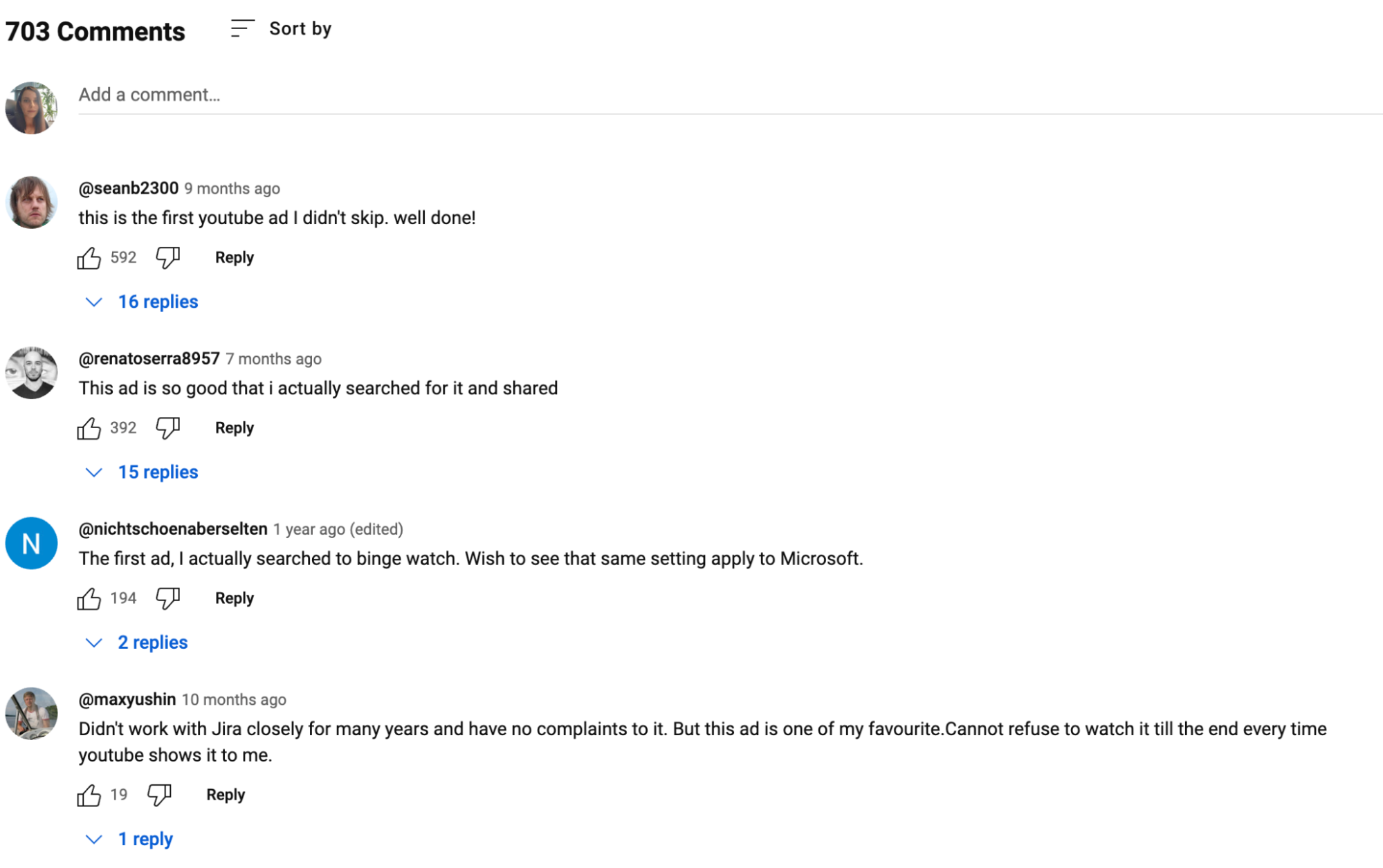 comentarios anuncio en youtube jira es despedida por clickup 