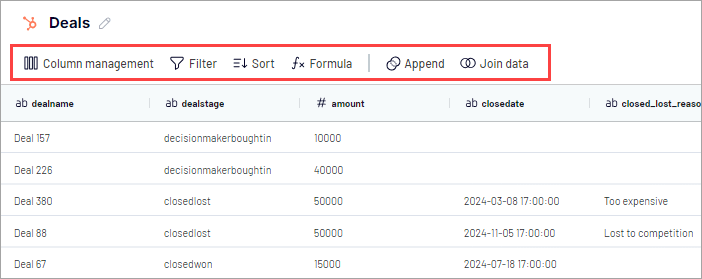 Figure 1.3. Transforming HubSpot data using Coupler.io