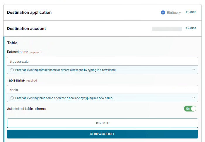 Figure 1.5. Setting up a table for destination