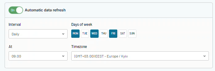 Figure 1.6. Setting up an automatic refresh schedule