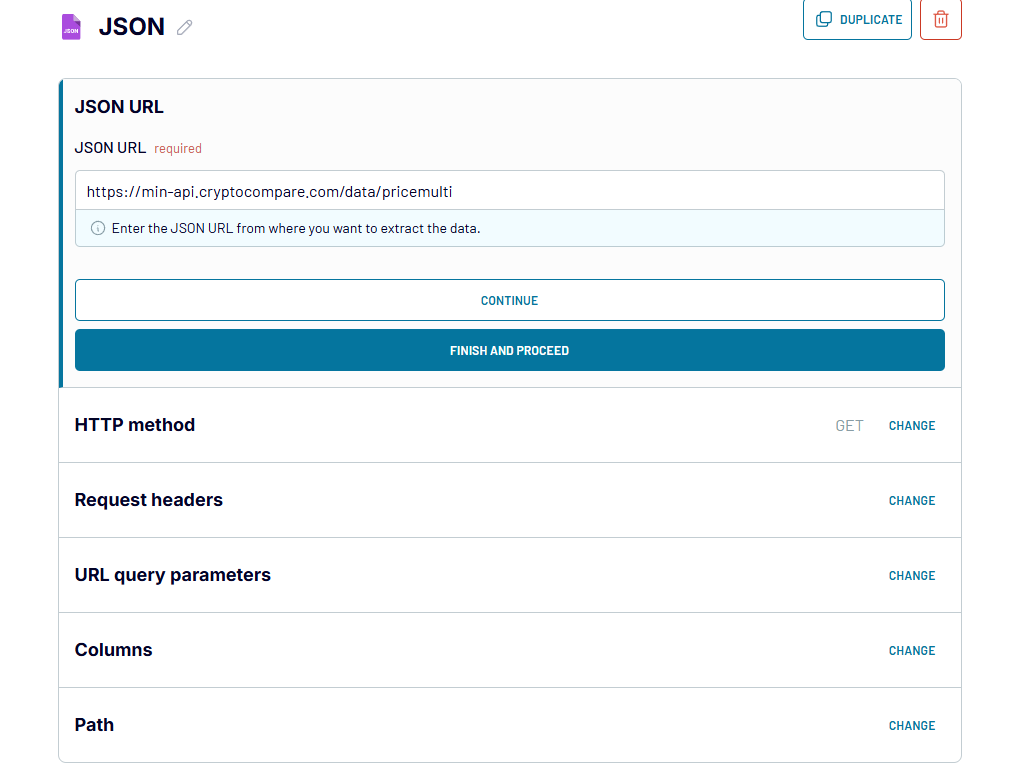1 JSON data source in Coupler.io