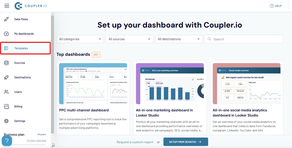 coupler dashboard templates