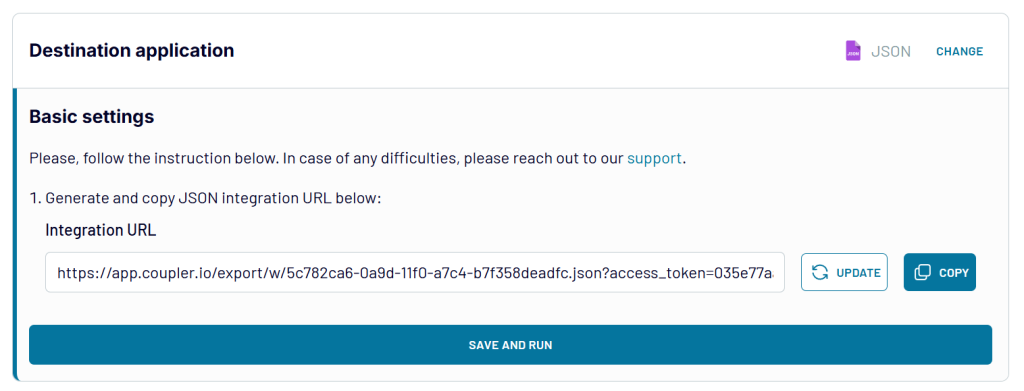 5 JSON integration URL example