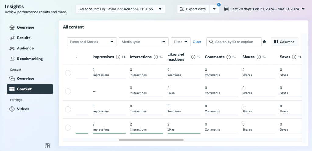 export instagram insights