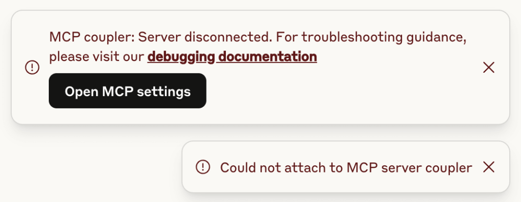 coupler mcp server error no docker running