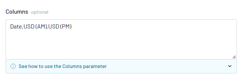 columns csv integration