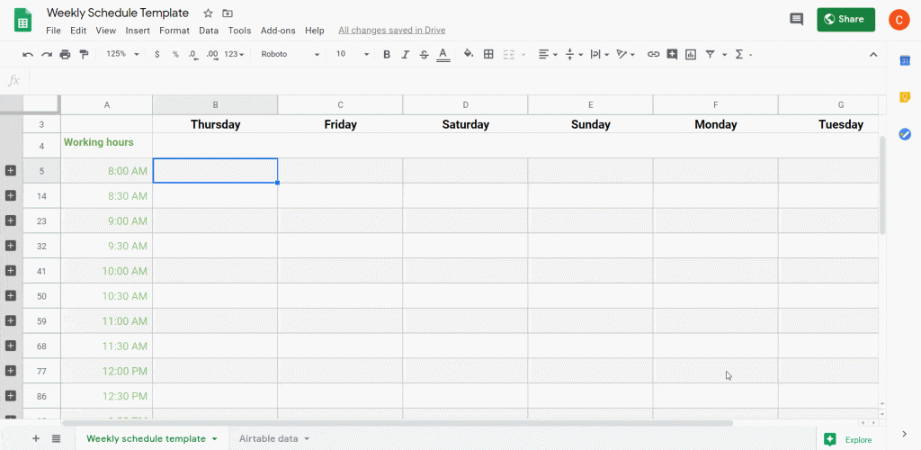 How to connect weekly schedule to Airtable
