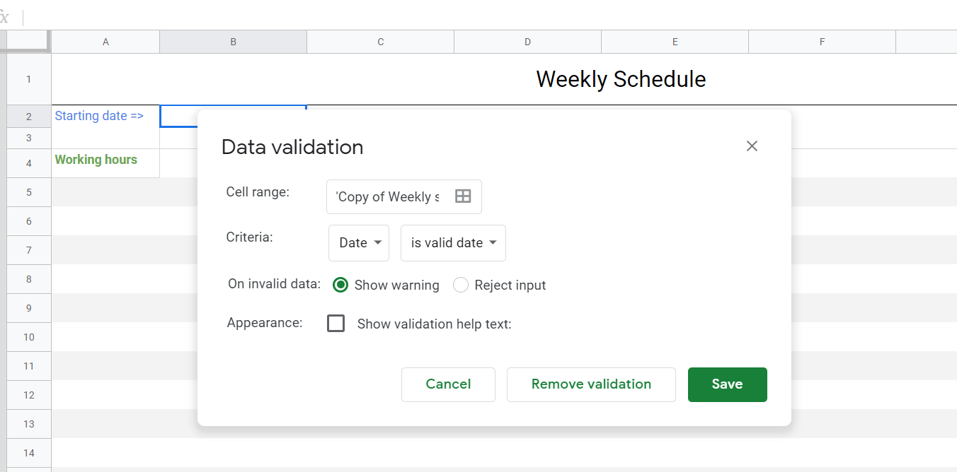 Data validation: date criteria