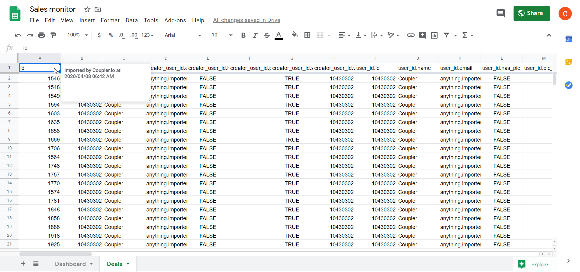Imported Pipedrive deals