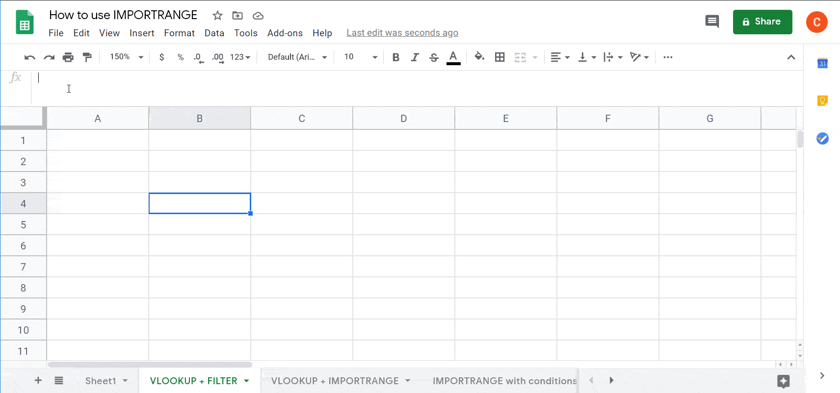 FILTER and IMPORTRANGE formula example