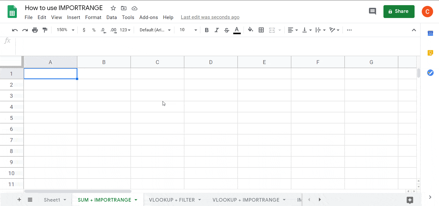 SUM and IMPORTRANGE formula example