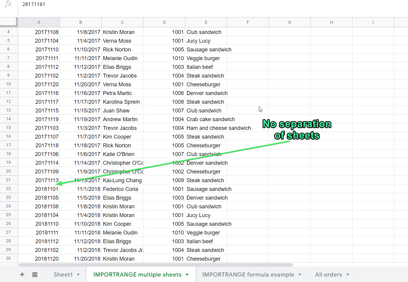 IMPORTRANGE multiple sheets vertical merge without first rows