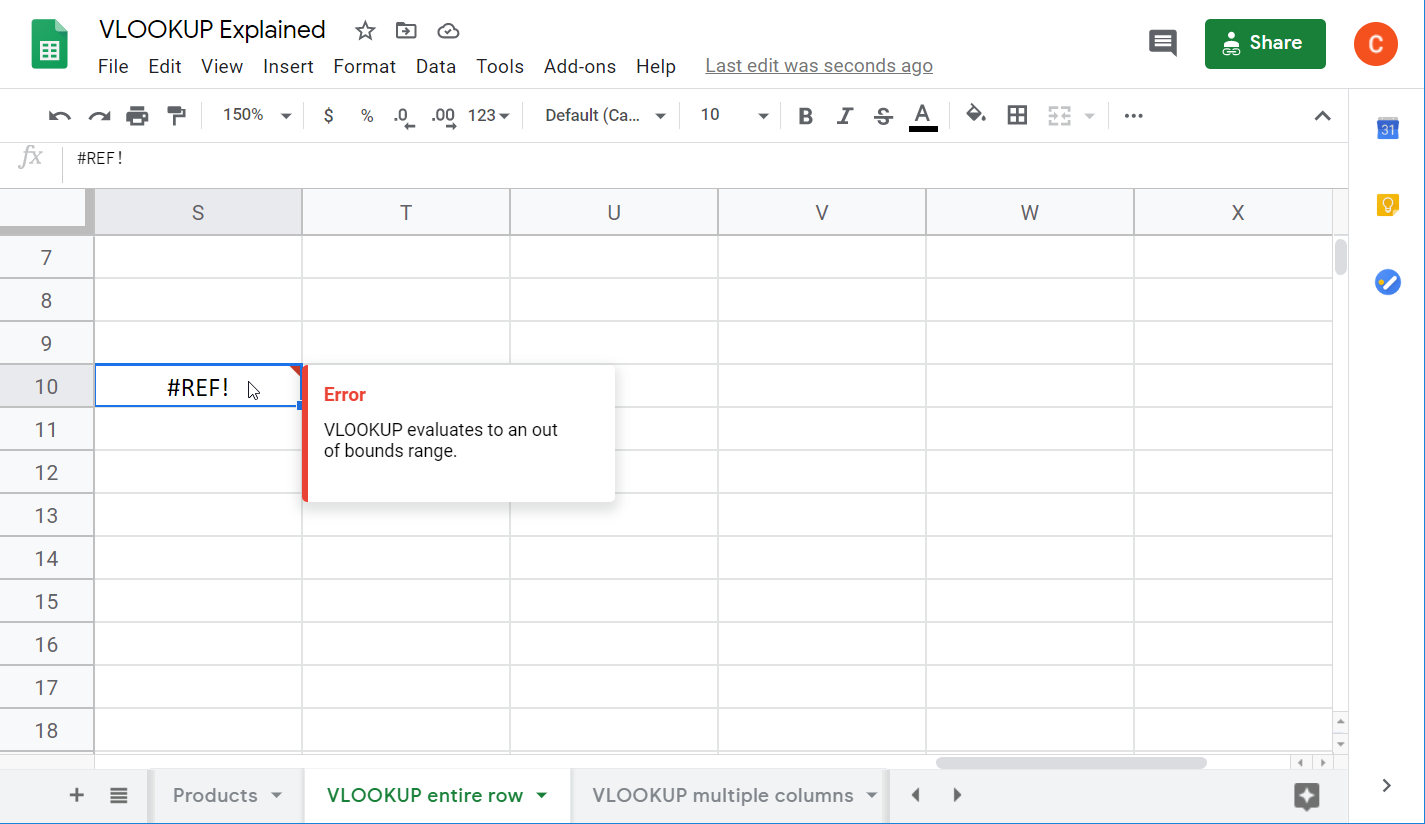 Error VLOOKUP fuera de rango