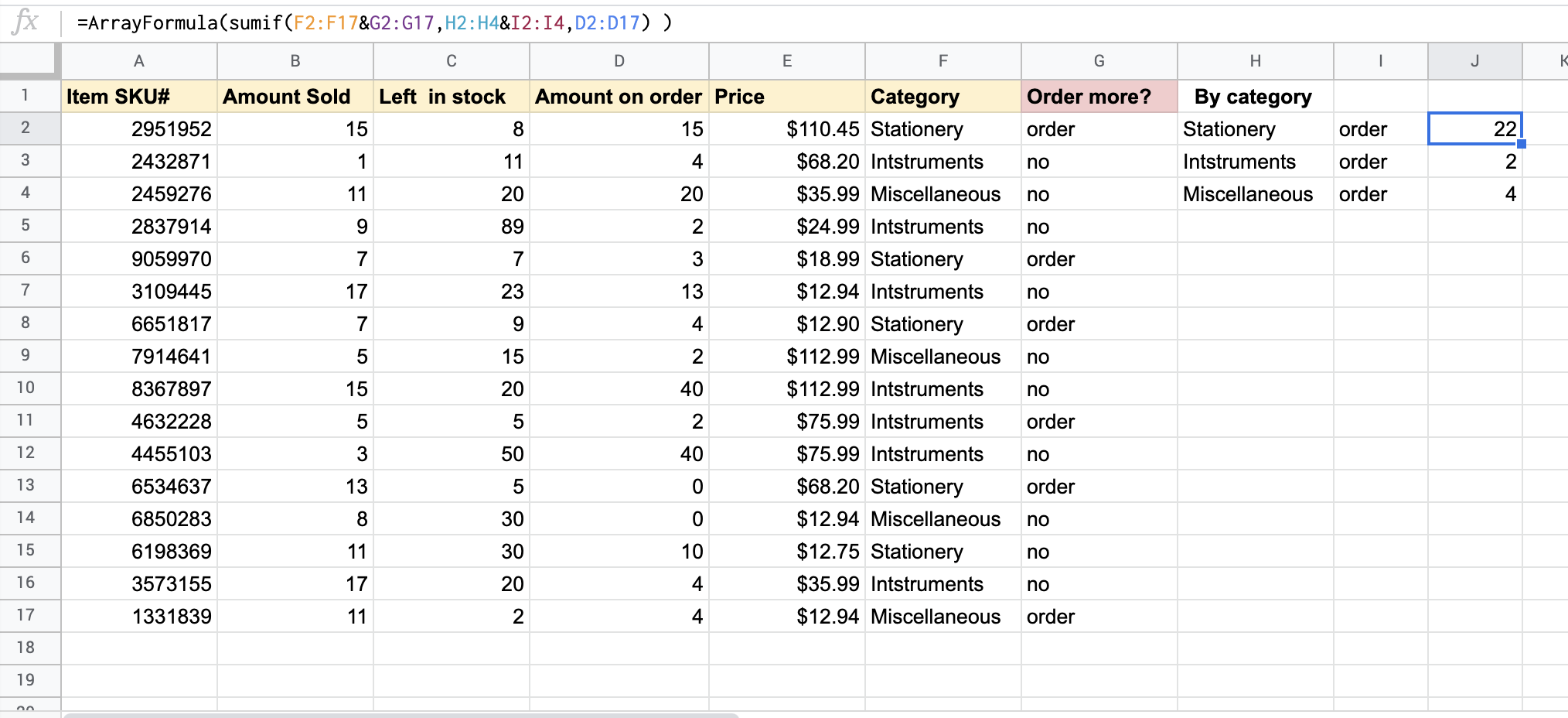 ARRAYFORMULA + SUMIF as an alternative to expand the SUMIFS formula