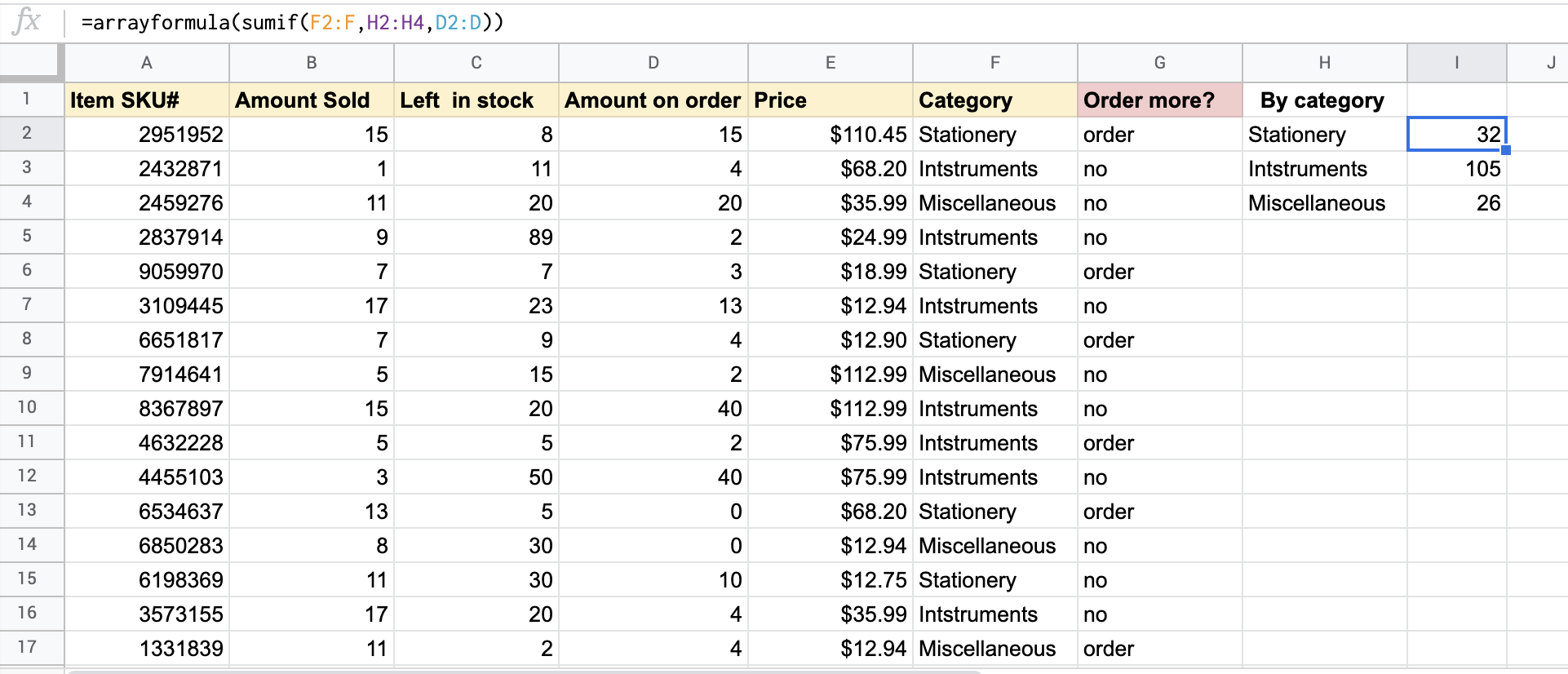 No blank cells if a limited range is used in ARRAYFORMULA